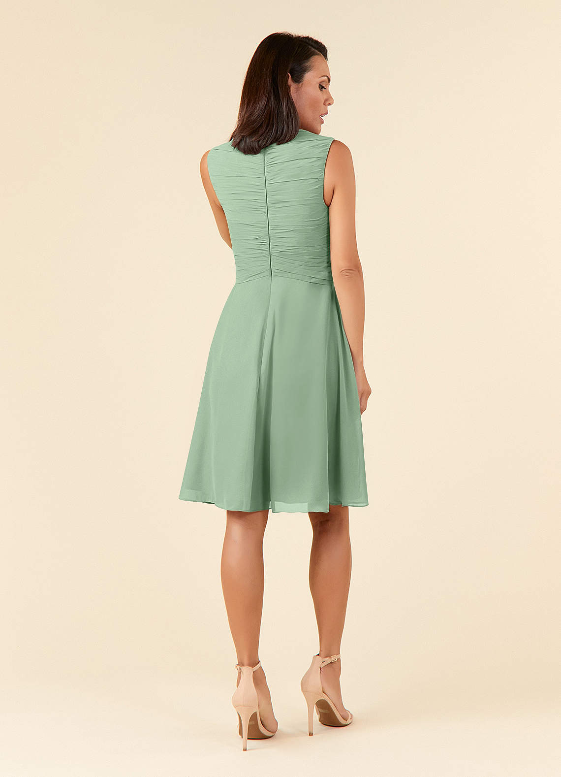 women's a line summer dress Simple Short A Line V-neck Chiffon Knee Length Bridesmaid Dress –  Babyonlines main image 1