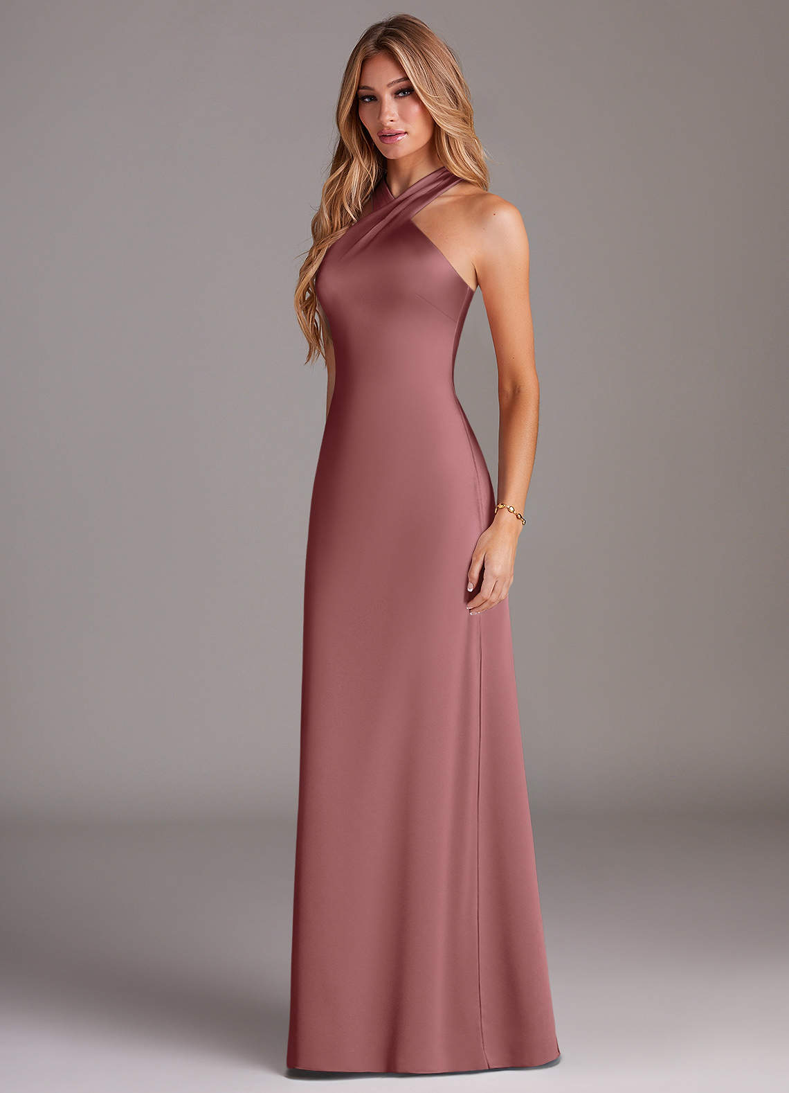 Azazie Doretta Bridesmaid Dresses Amethyst Mermaid Pleated Stretch Satin Dress image4