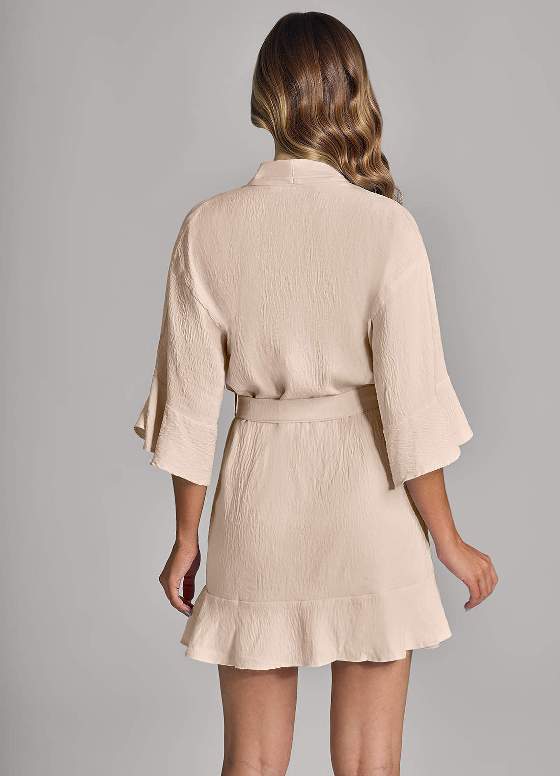 front Matching Color Ruffled Cloud-Soft Robe