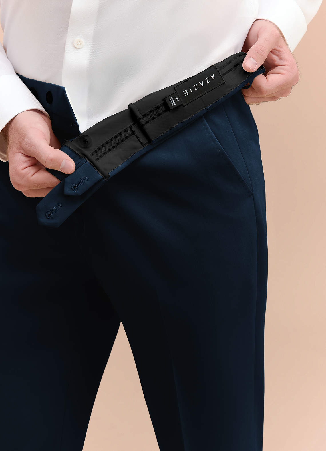 front William Navy Blue Comfort Blend Dress Pants