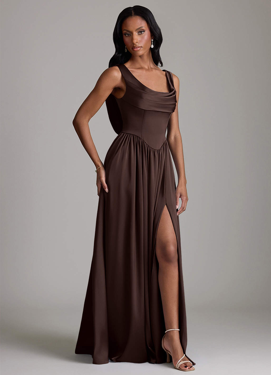 Azazie Novi Ganache Stretch Satin Bridesmaid Dresses | Azazie