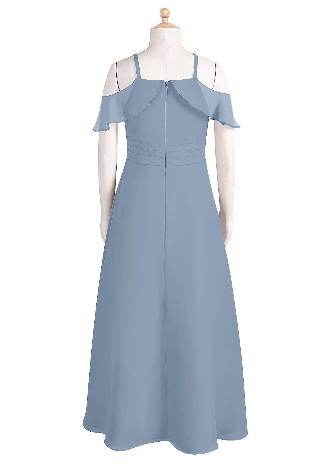 Azazie Dakota Junior Dusty Blue A-Line Off the Shoulder Chiffon Dress image6
