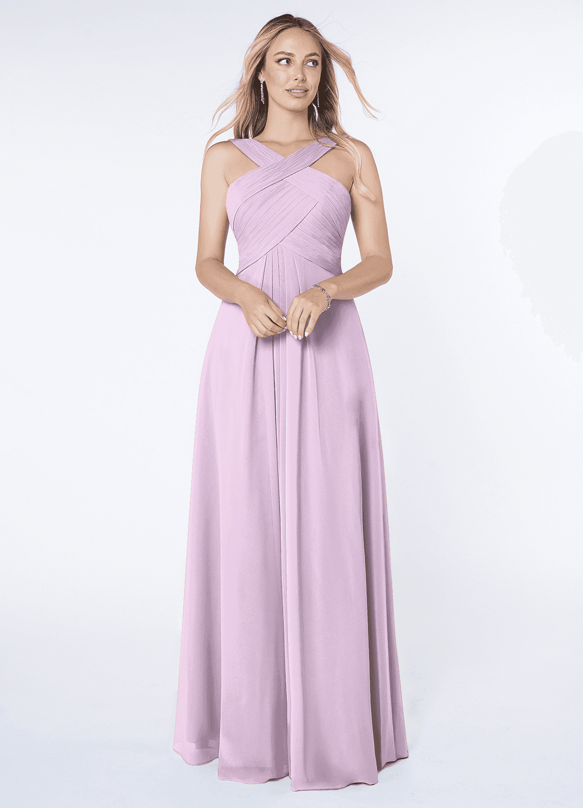 Azazie Kaleigh Robes de demoiselle d'honneur Robe Trapèze en Mousseline de soie Plissée Frostiges Flieder image1