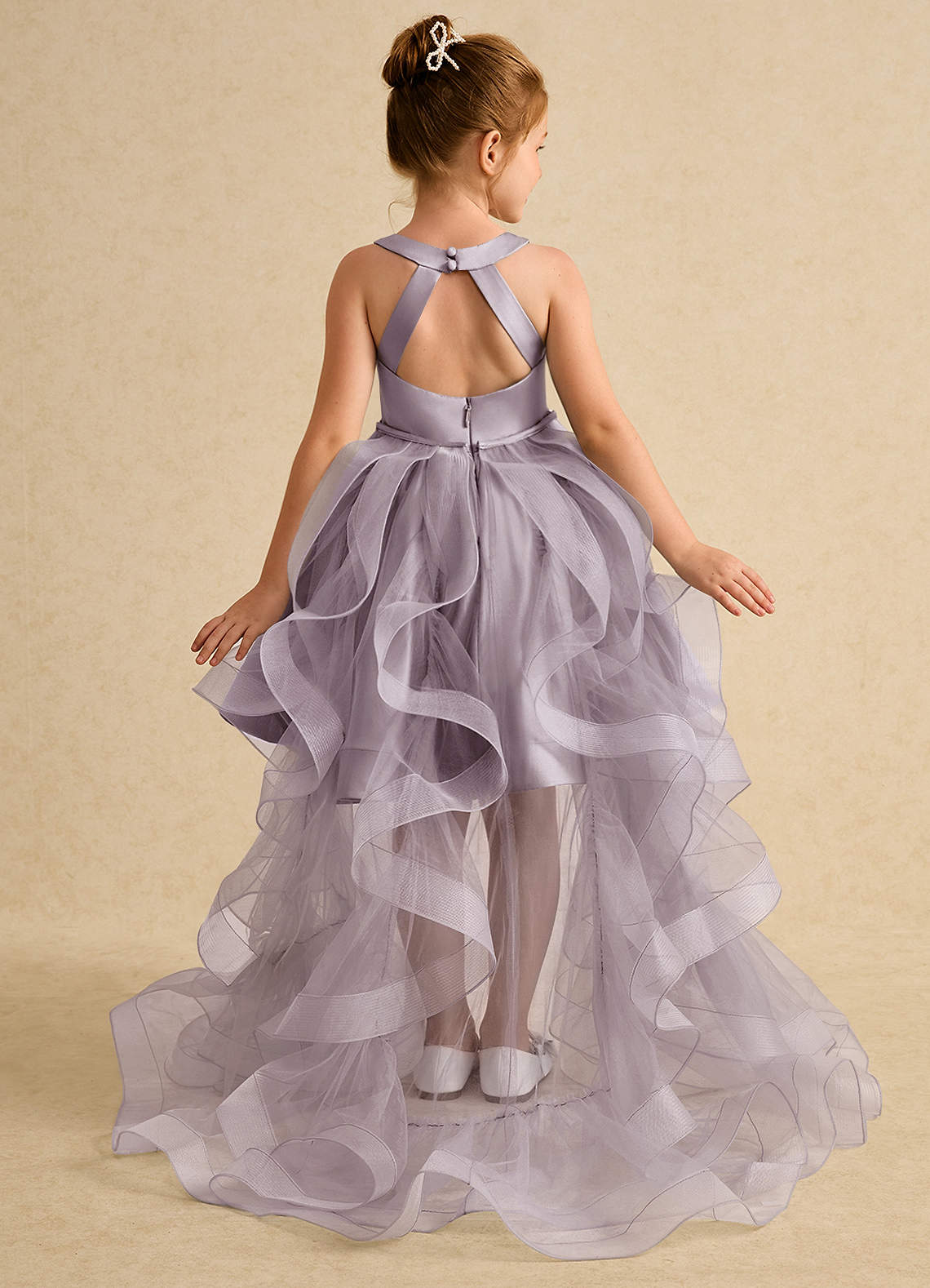 Azazie Julietta Robe Demoiselle D'honneur Fillette Robe Princesse en Tulle Convertible Crépuscule image1
