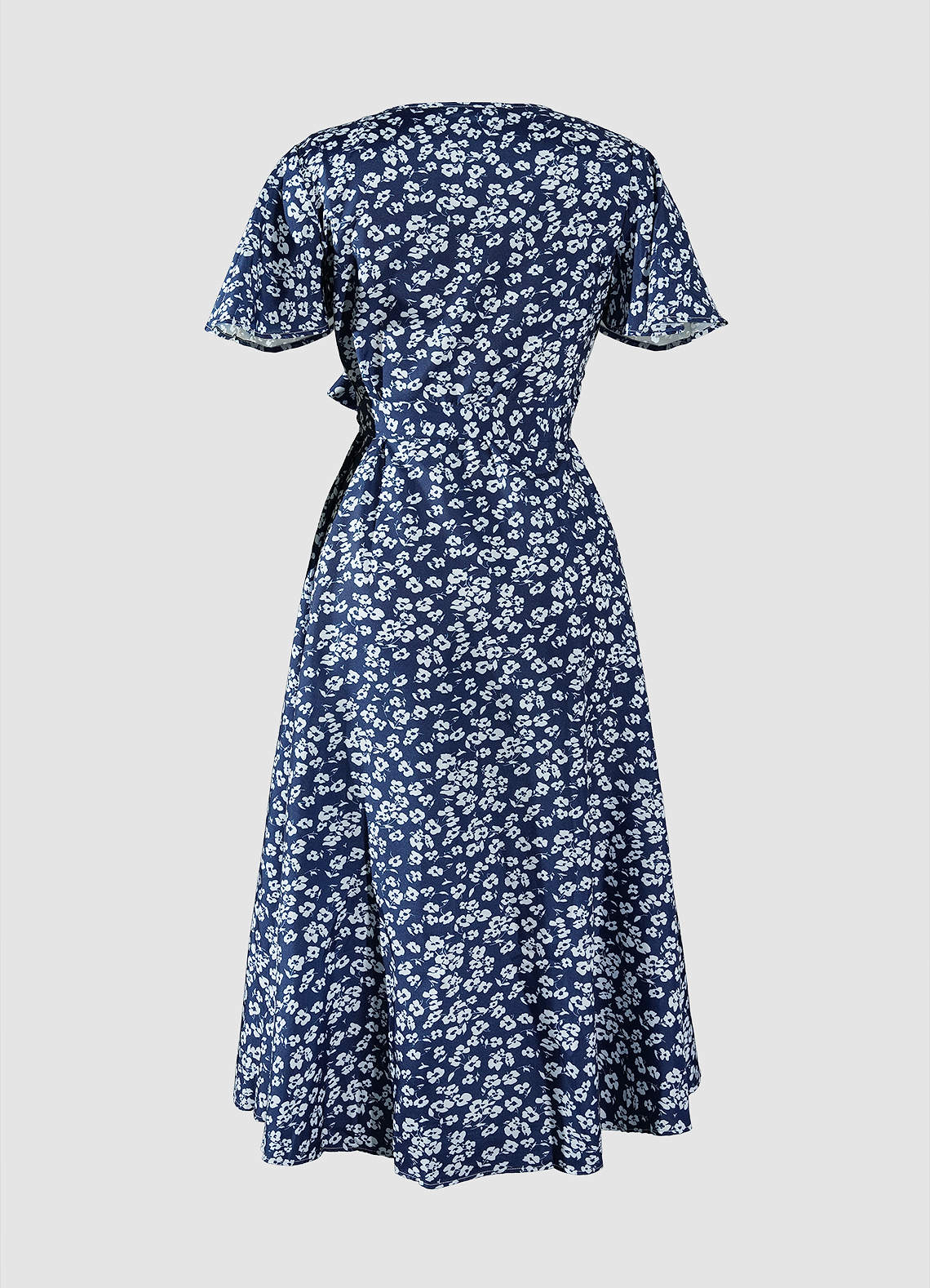 Express Yourself Navy Blue Floral Print Wrap Dress image1