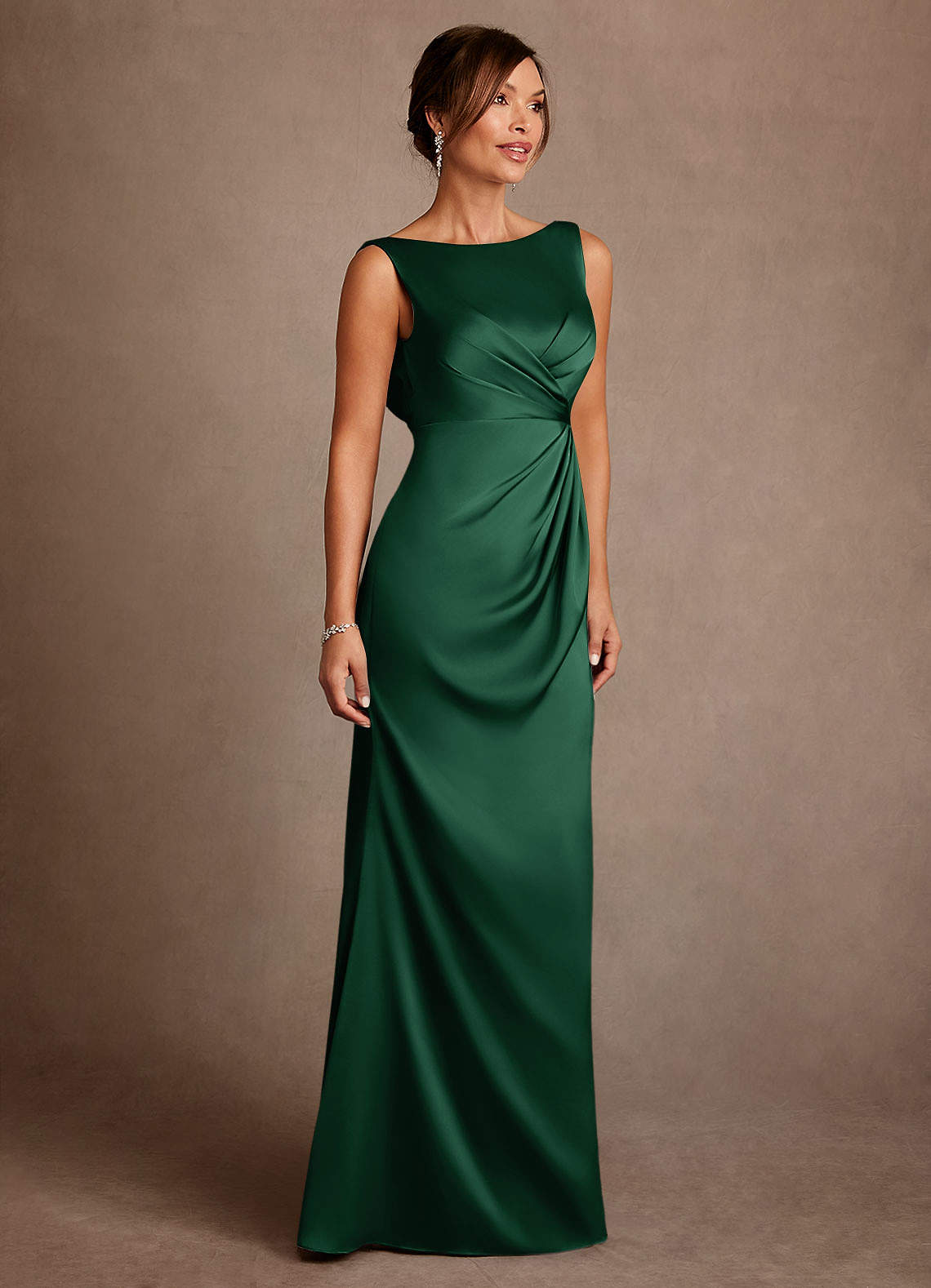 dark green satin dressing gown Azazie Baltimore A-Line Pleated Stretch Dress pattern-Floral