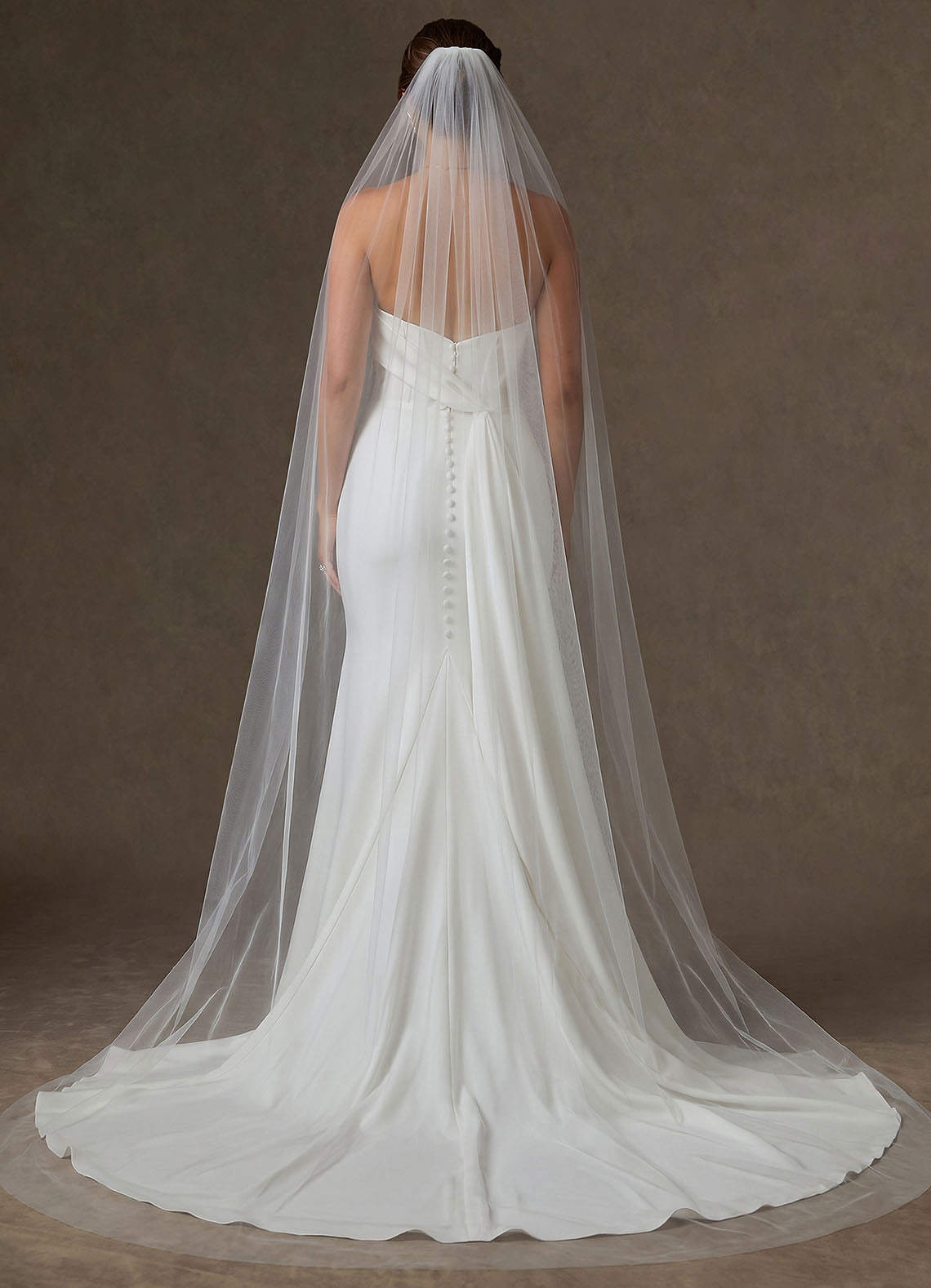 front Minimalist Raw-Edge Cathedral Bridal Veil