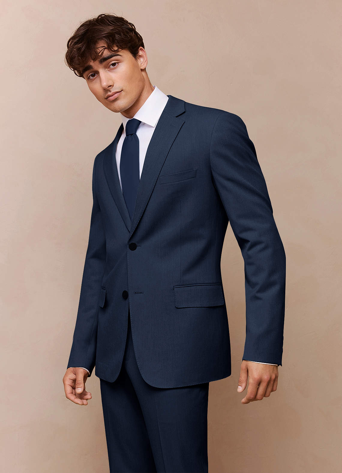 front James Dark Navy Structured Stretch Suit Jacket