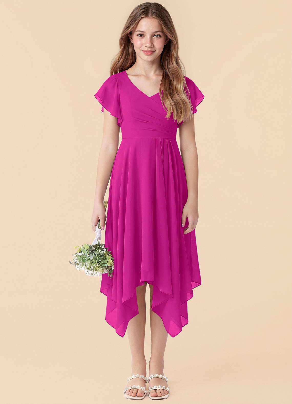fuchsia junior bridesmaid dresses Azazie Janeaurelia Pink