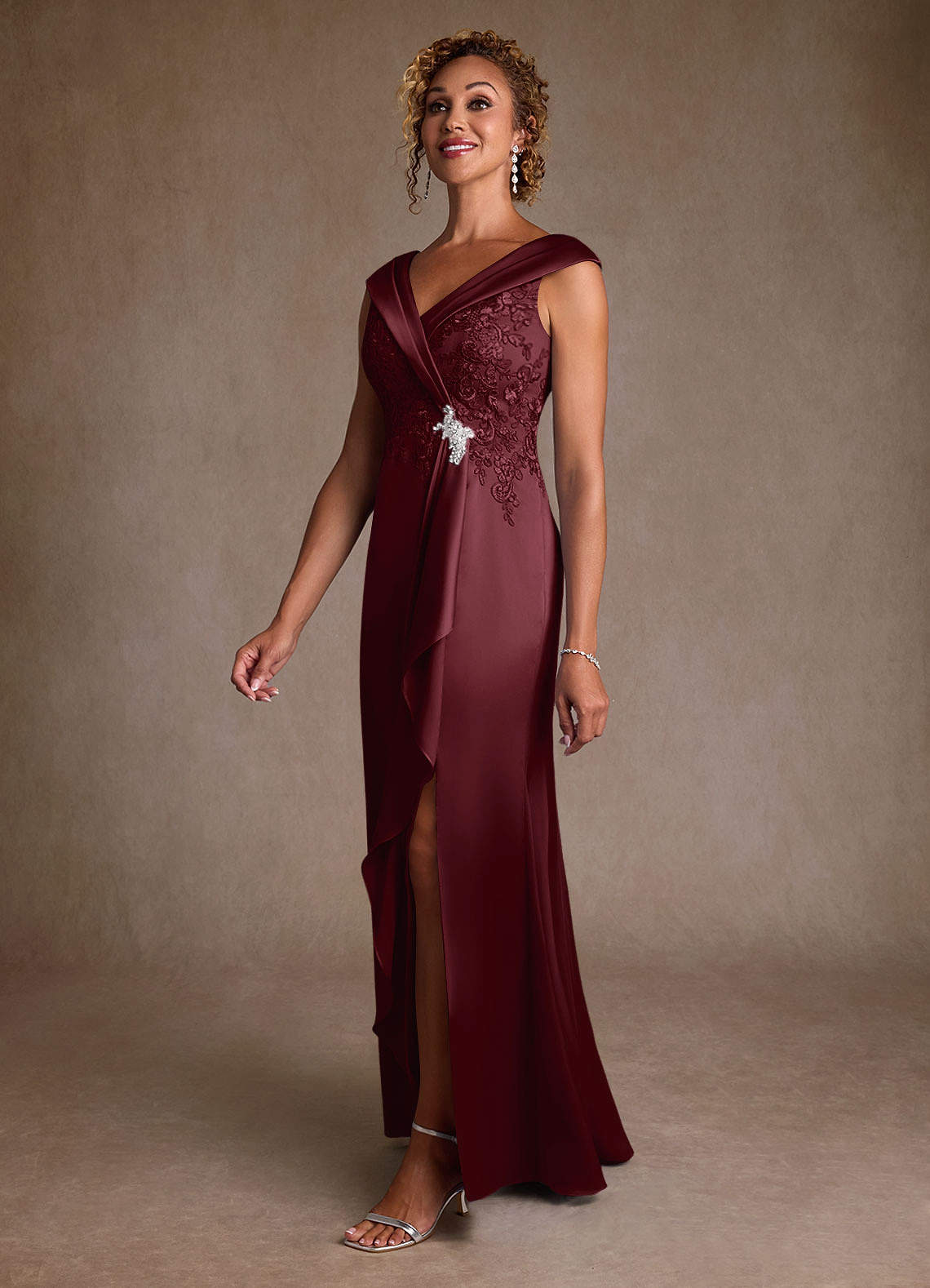 Azazie Santa Monica vestidos de madre de la novia Vestido de Cabernet de Encaje de Corte en A image3