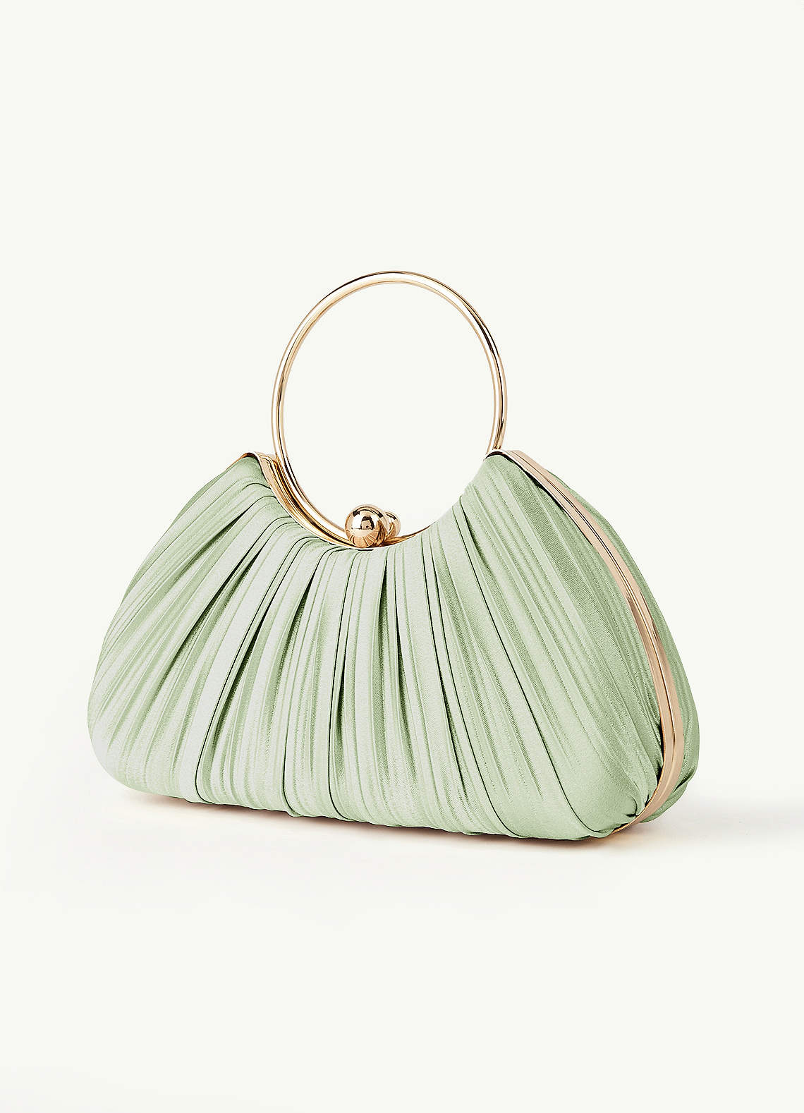 front Matching Color Metallic Satin Block Low Heel Sandals & Pleated Handbag Set