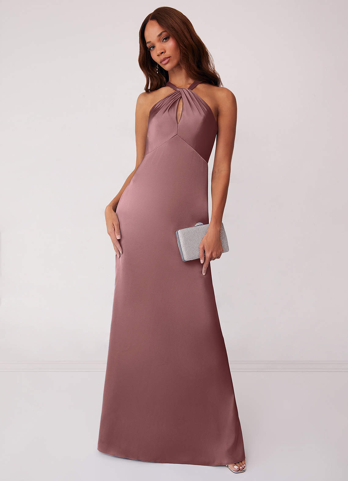 Barbie ♥ Azazie Bridesmaid Dresses Vintage Mauve Sheath Stretch Satin Dress image1