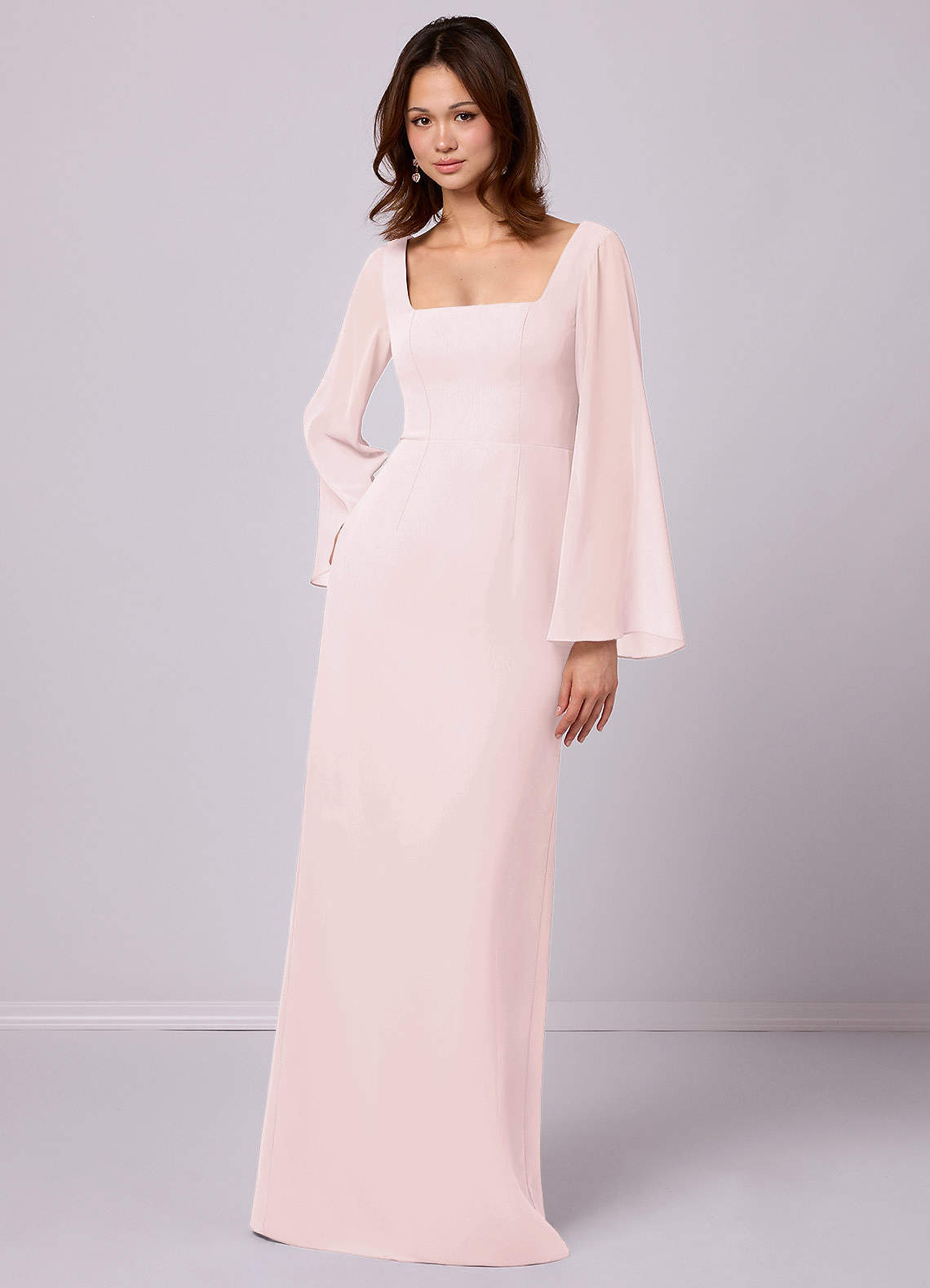 Barbie ♥ Azazie Bridesmaid Dresses Sheath Bow Chiffon Floor-Length Dress image2