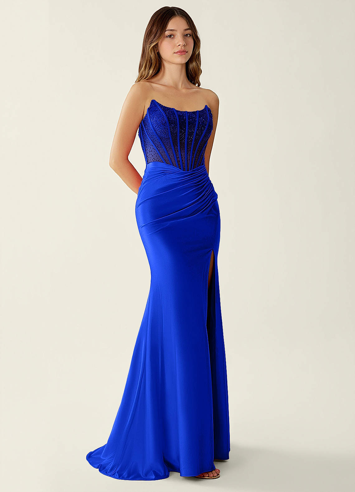 royal blue strapless mermaid dress Royal Blue Lace Strapless Beaded Mermaid Long Prom Dress sew0621 SELINADRESS