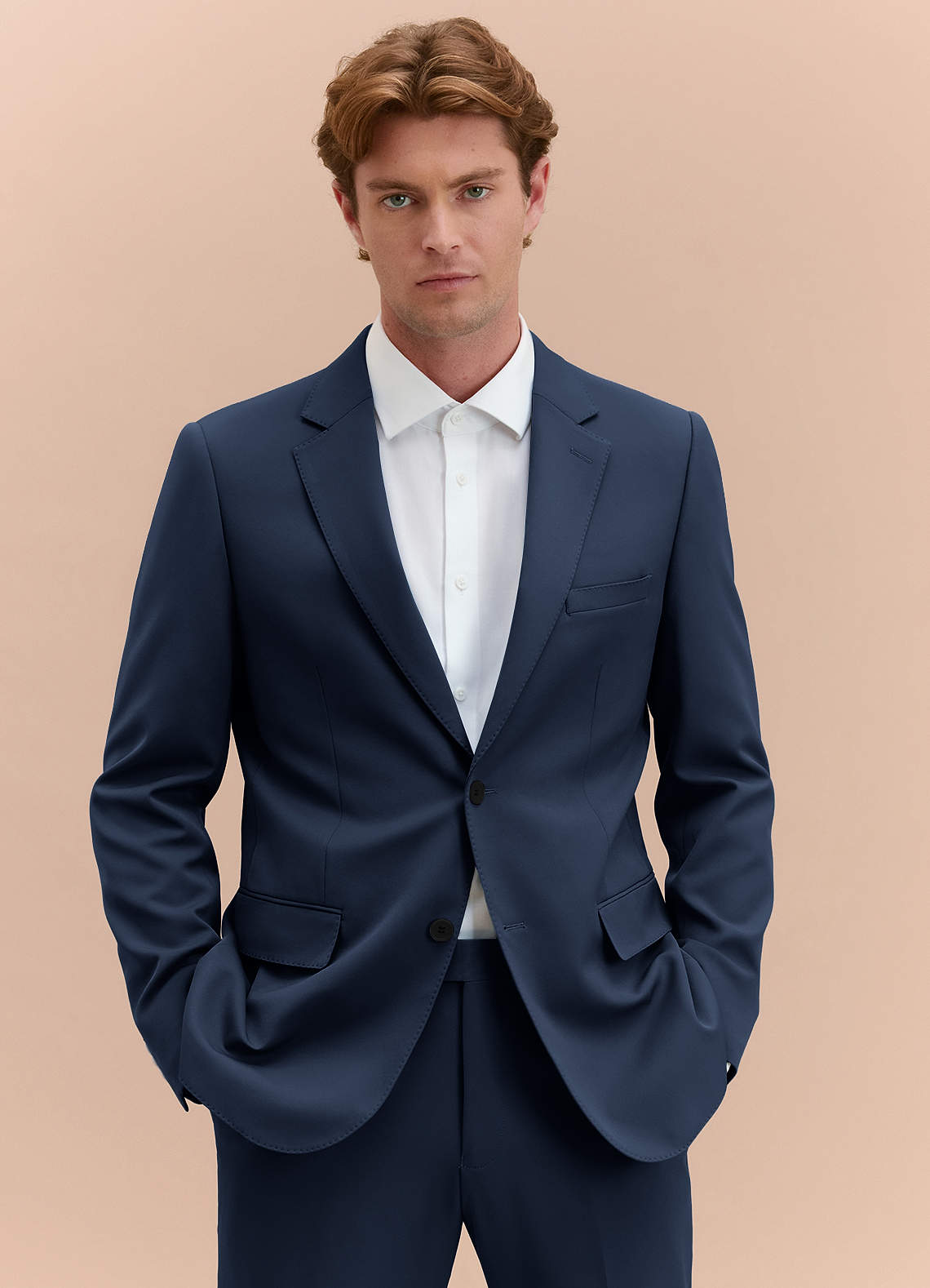 front James Dark Navy Structured Stretch Suit