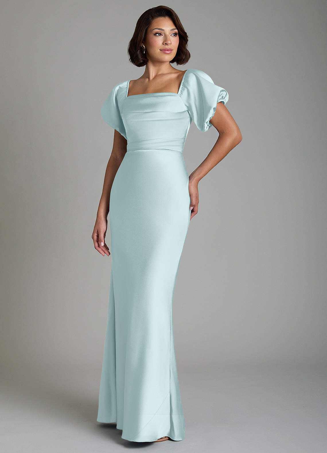 Azazie Lea Mist Stretch Satin Bridesmaid Dresses