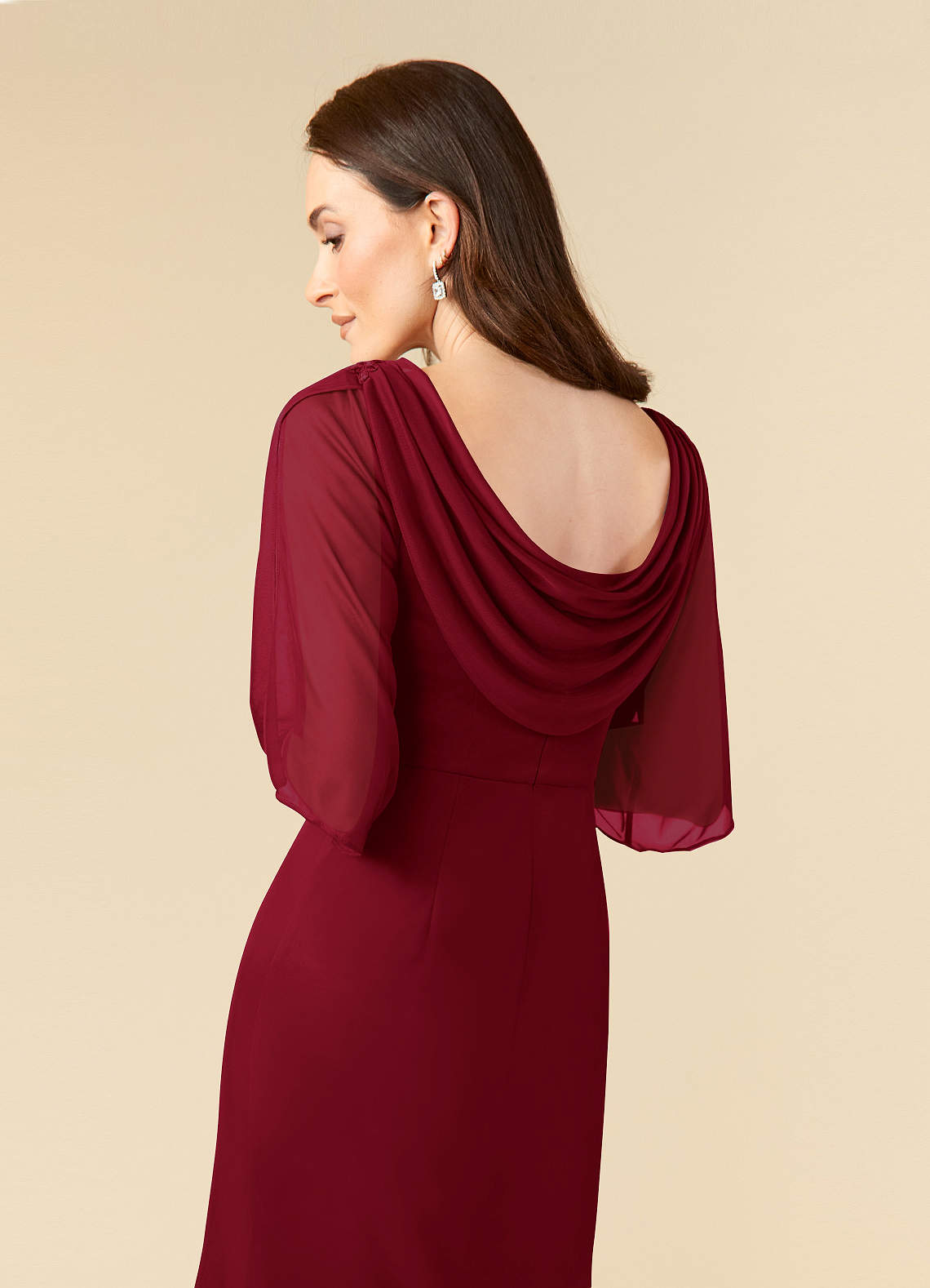 Azazie Magdalene Venta Final Vestido de Borgoña de Malla de Corte Recto con Lentejuela image5