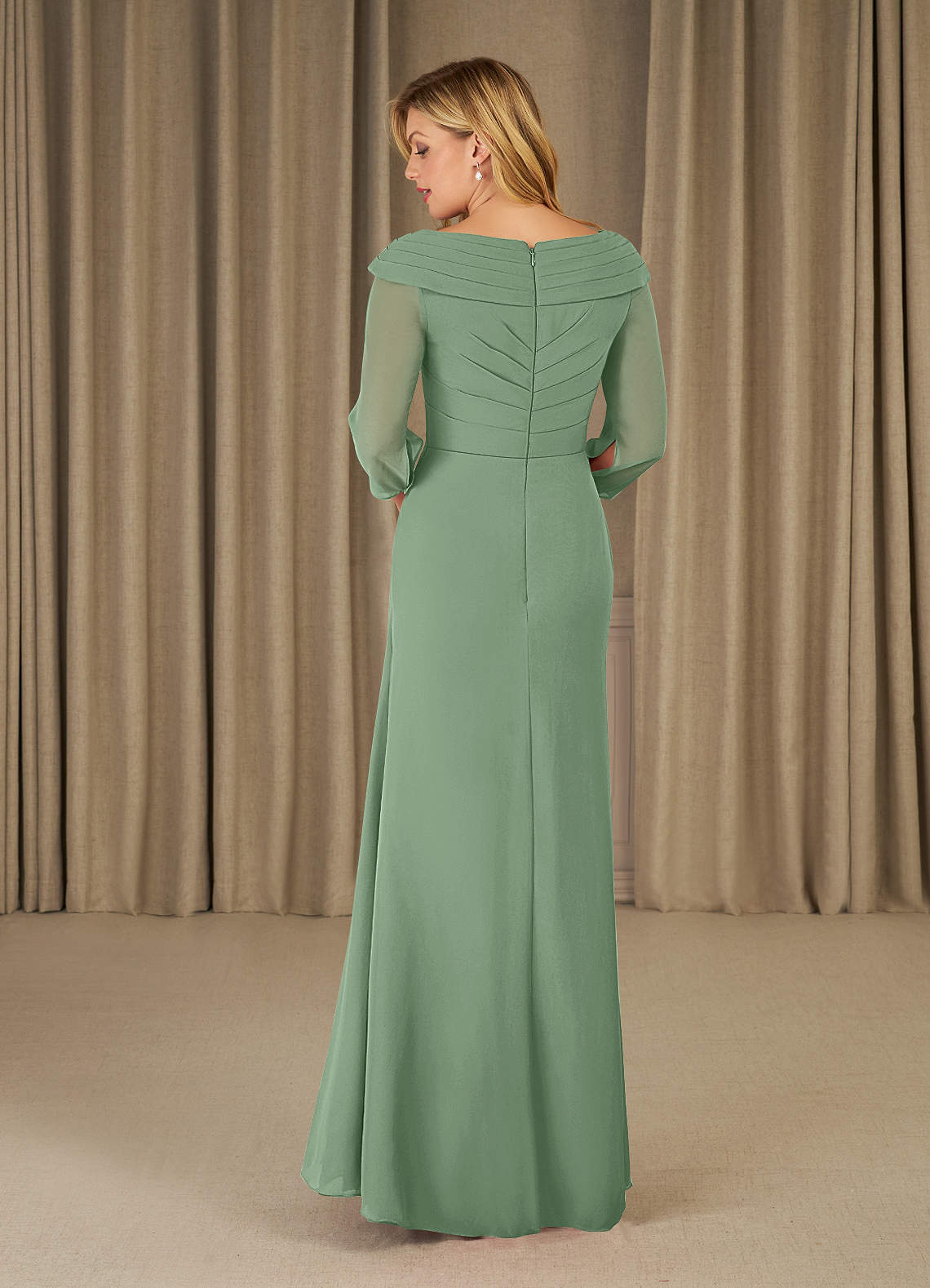 Matcha Azazie Jaycee A-Line Chiffon Floor-Length Dress | Azazie