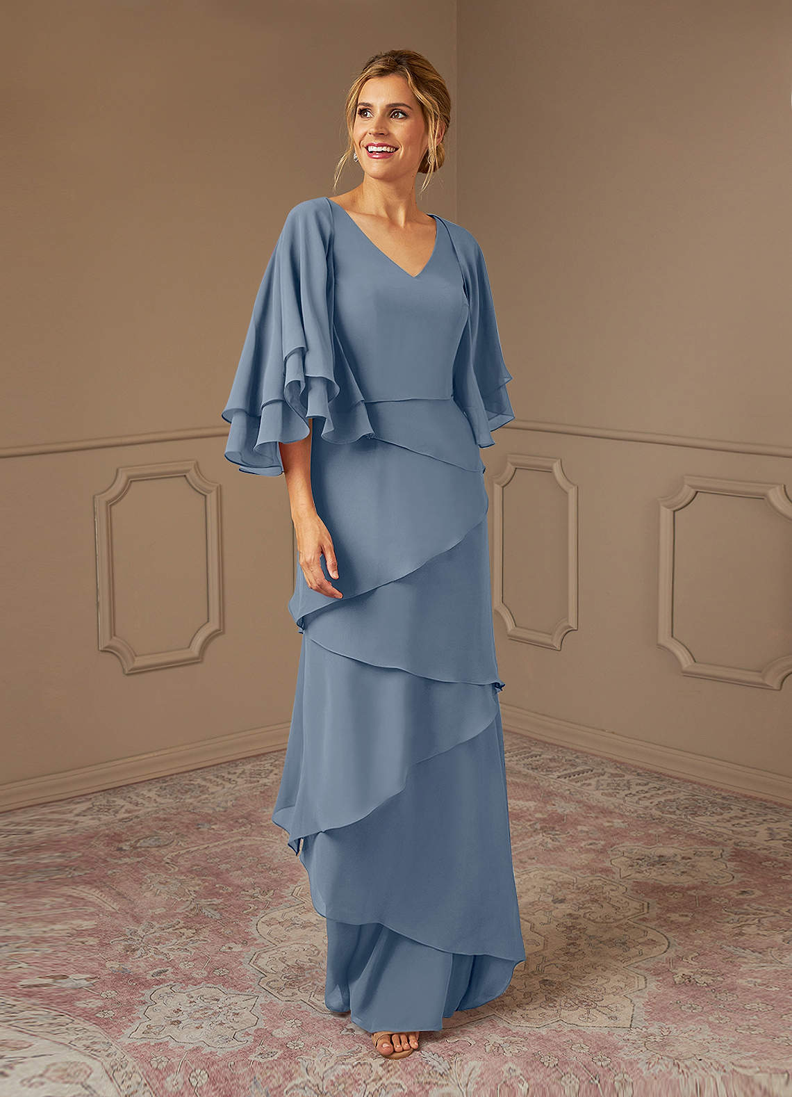 Azazie OHara Mother of the Bride Dresses Twilight A-Line V-Neck Chiffon Dress image1