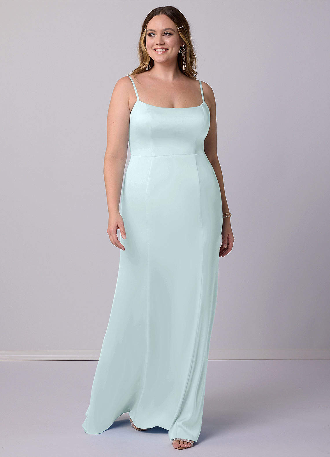 Barbie ♥ Azazie Final Sale Agave Mermaid Bow Stretch Satin Dress image6