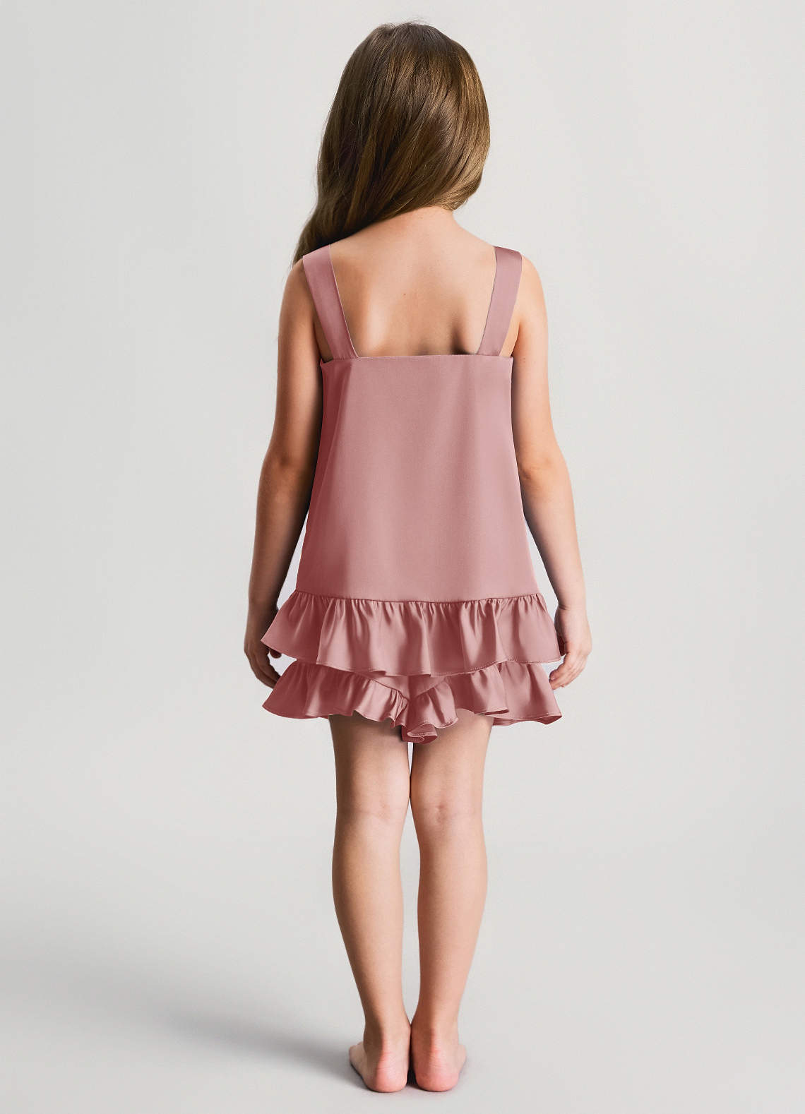 front Ensemble pyjama fille : haut à volants en satin et short