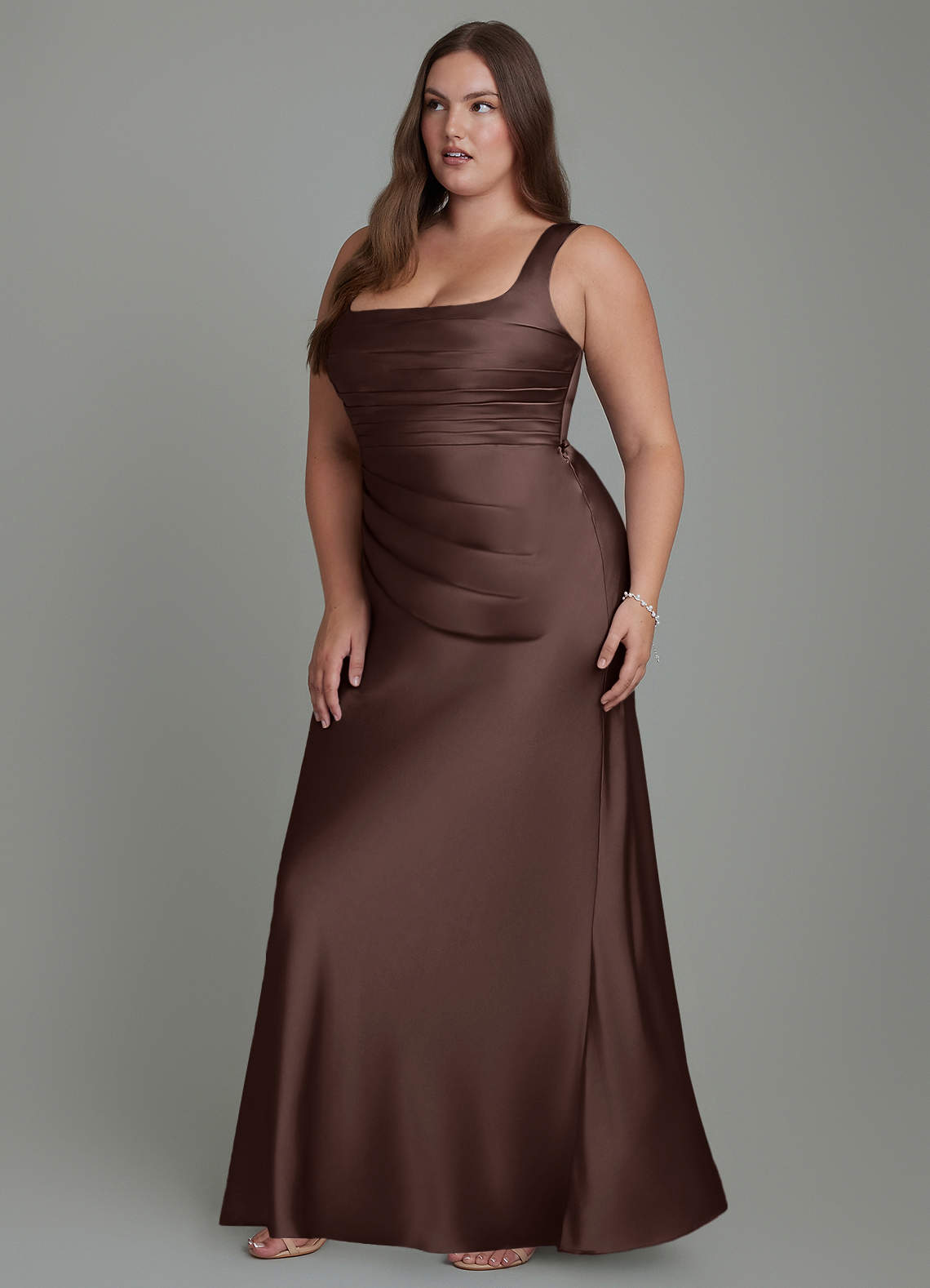 Azazie Agustina Bridesmaid Dresses Ganache Mermaid Corset Stretch Satin Dress image10