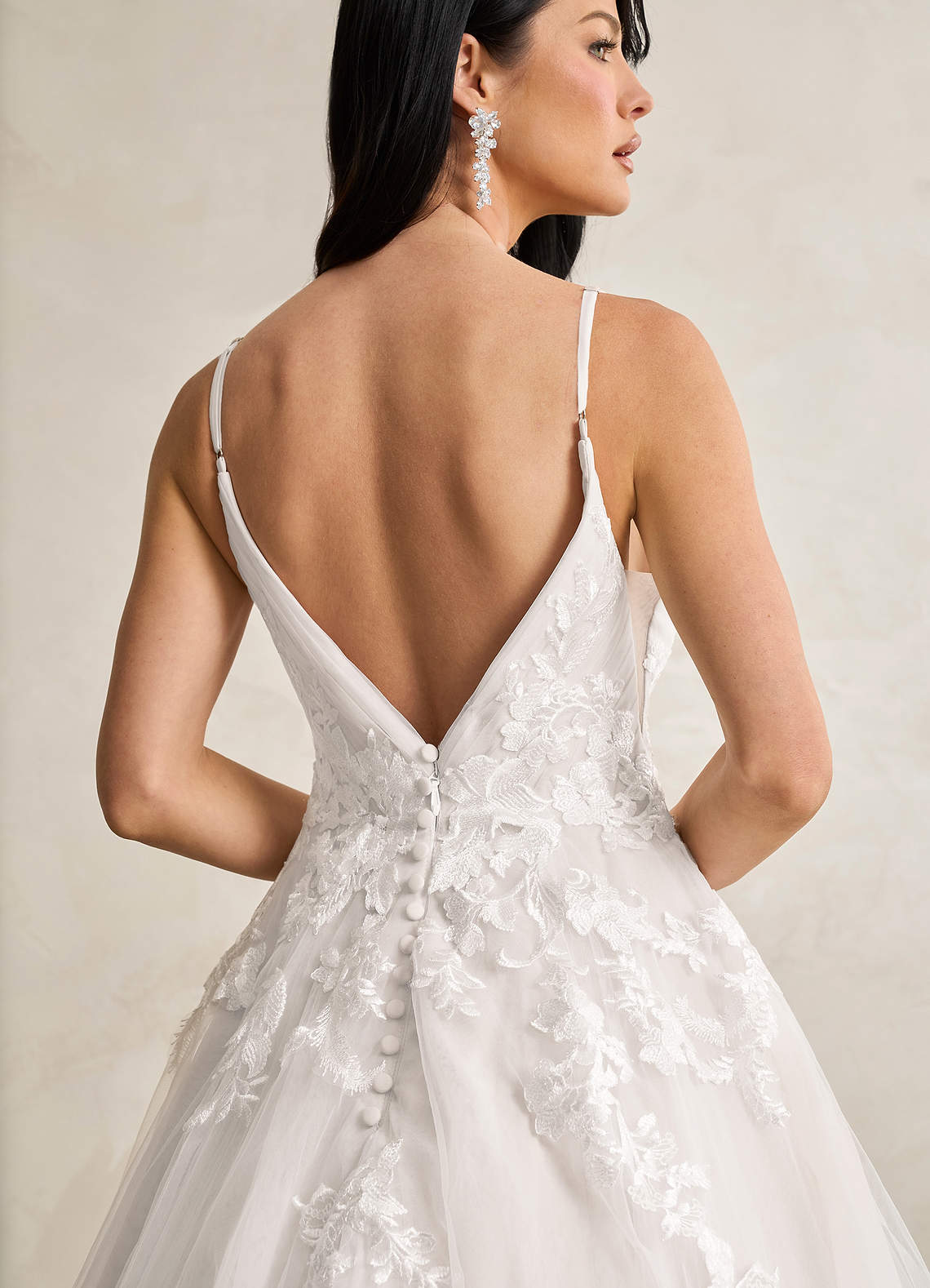 Azazie Rhodes Diamond White A-Line V-Neck Sequins Tulle Dress | Azazie