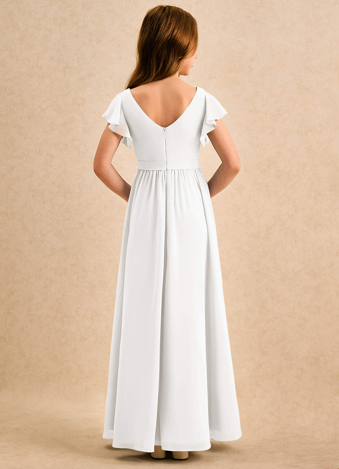 Azazie Milly Girls Formal Flower Girl Klänningar Klä A-Line i Chiffong Plisserad image1