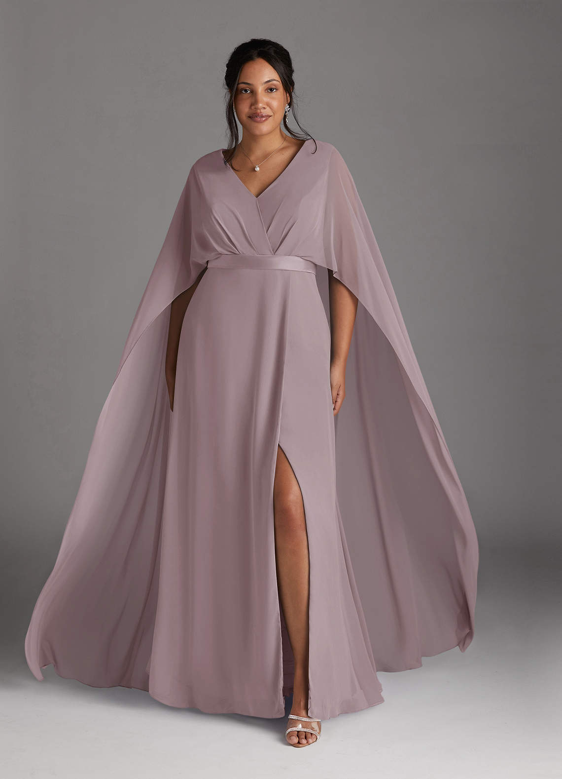 Azazie Isa Mother of the Bride Dresses Dusk A-Line V-Neck Pleated Chiffon Dress image1