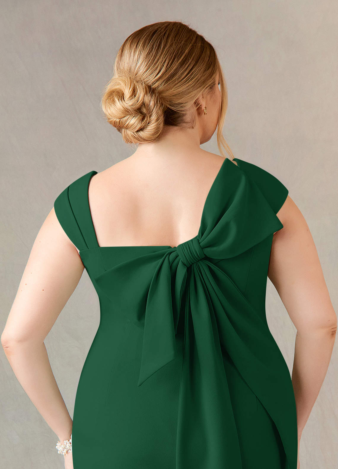 Azazie Ellen Dark Green Sheath Side Slit Stretch Crepe Dress | Azazie