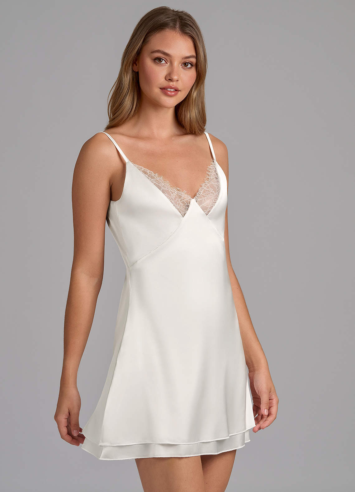front Satin Lace Slip Dress