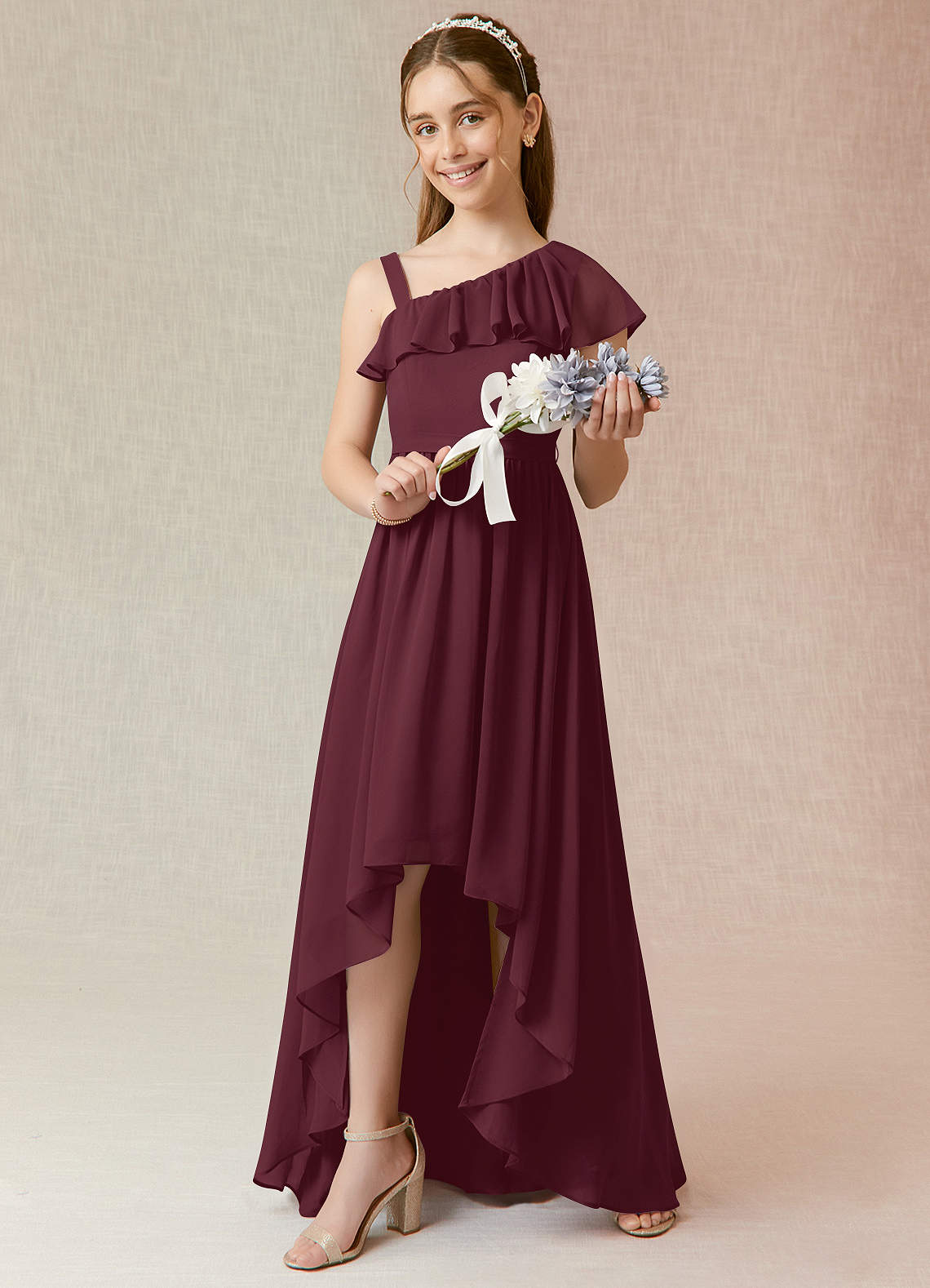 Azazie Mango Junior Bridesmaid Dress in Cabernet | Azazie
