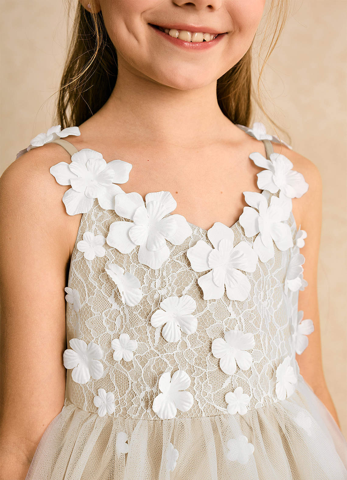 Azazie Junebug Flower Girl Dresses Ivory Champagne Ball-Gown Lace Tulle Dress image6