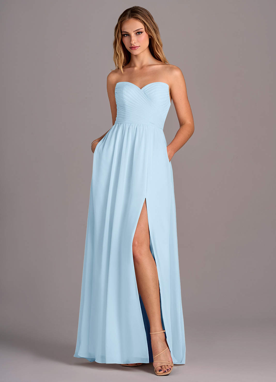 Azazie Joni Ready to Ship Sky Blue Chiffon Bridesmaid Dresses | Azazie