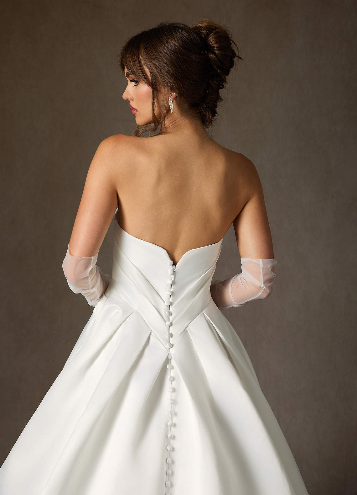 Azazie Adelise Wedding Dresses Diamond White Ball-Gown Strapless Satin Dress image6