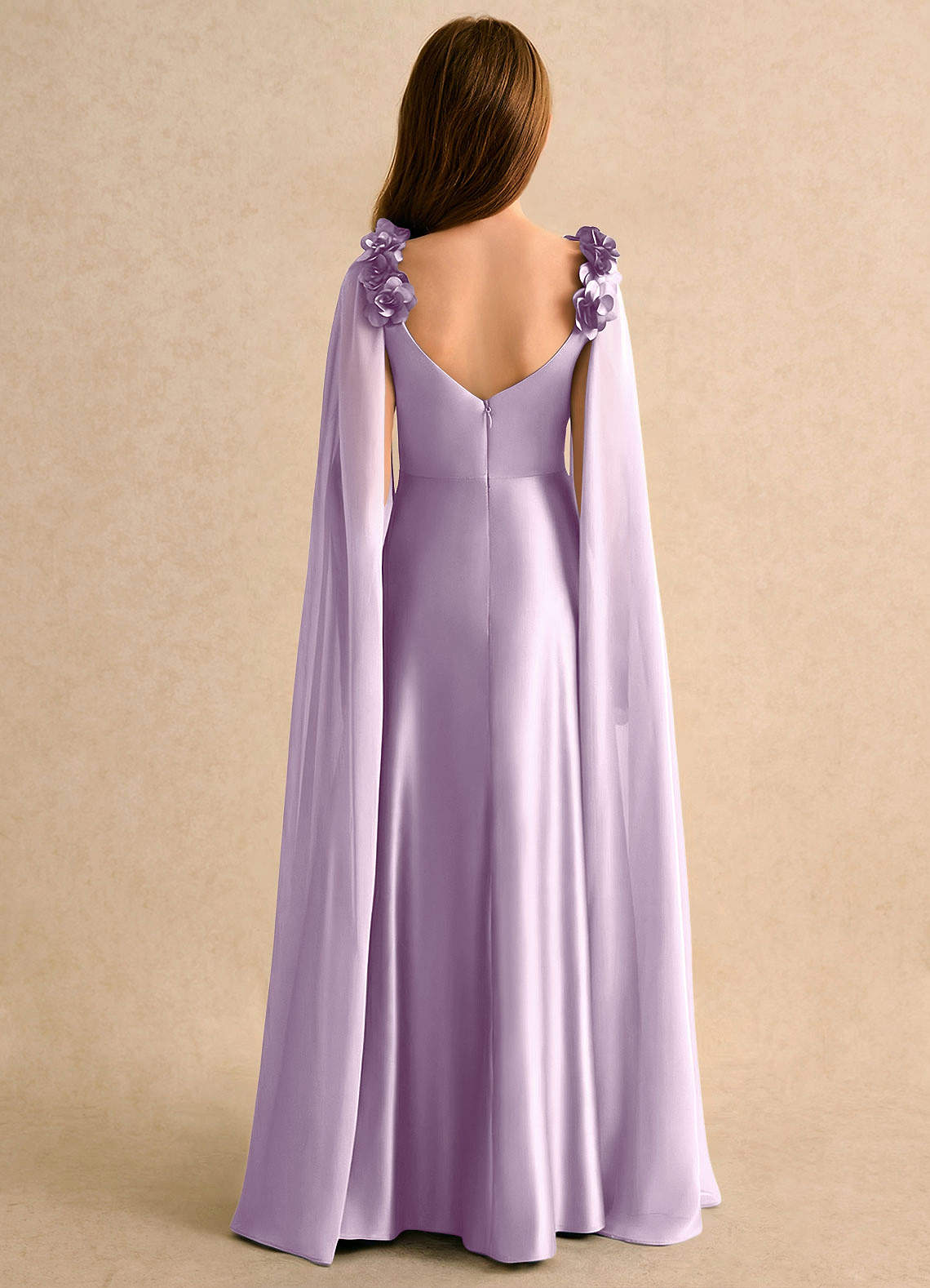 Azazie Rosita Girls Formal Flower Girl Klänningar Klänning A-Line i Stretch Satin Plisserad image1