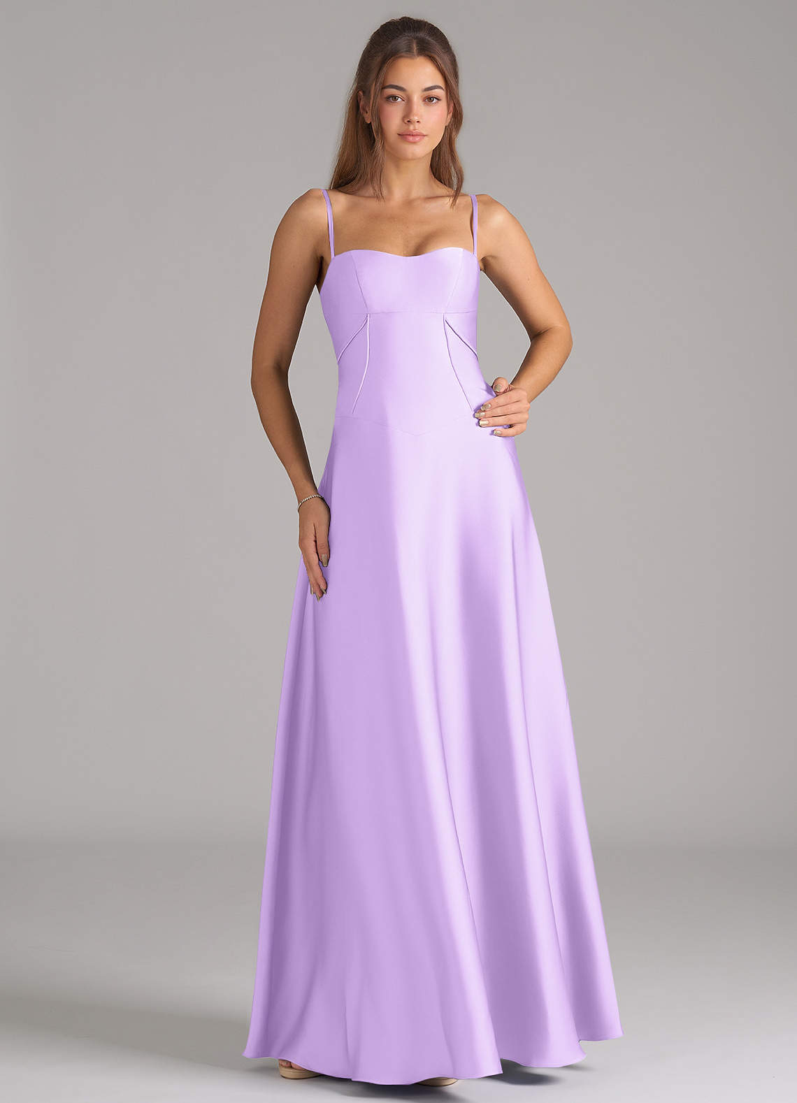 Azazie Valentine Ready to Ship Lilac Stretch Satin Bridesmaid
