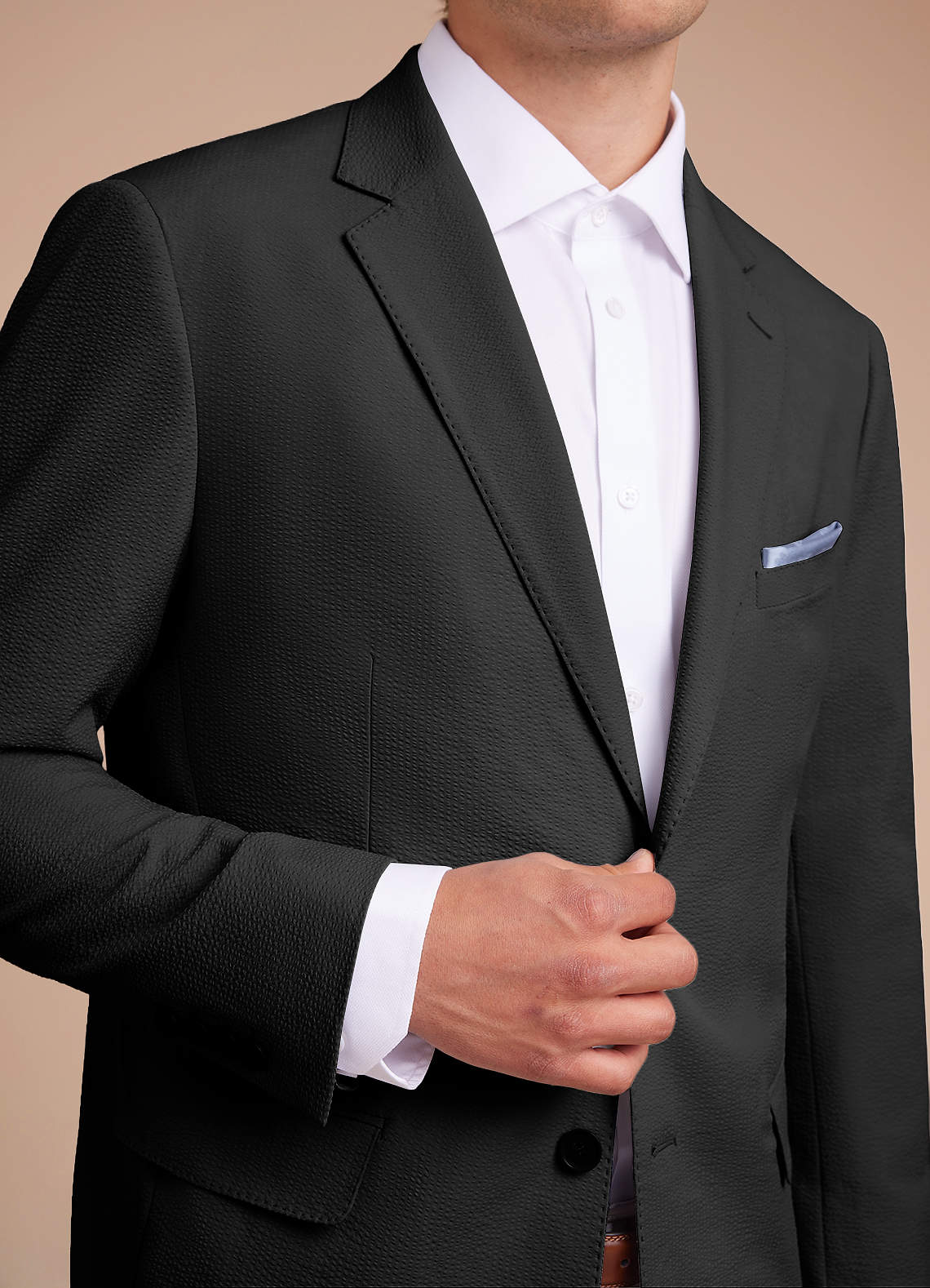 front Miles Black Seersucker Suit Jacket