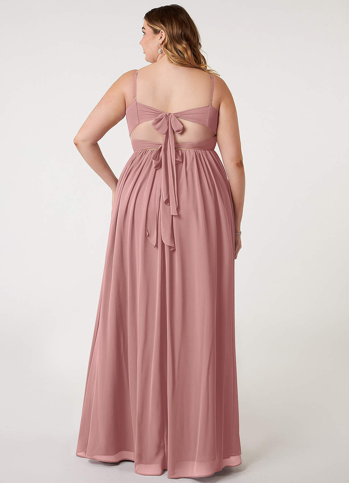 Azazie Zeya Bridesmaid Dresses Dusty Rose A-Line V-Neck Pleated Chiffon Dress image6