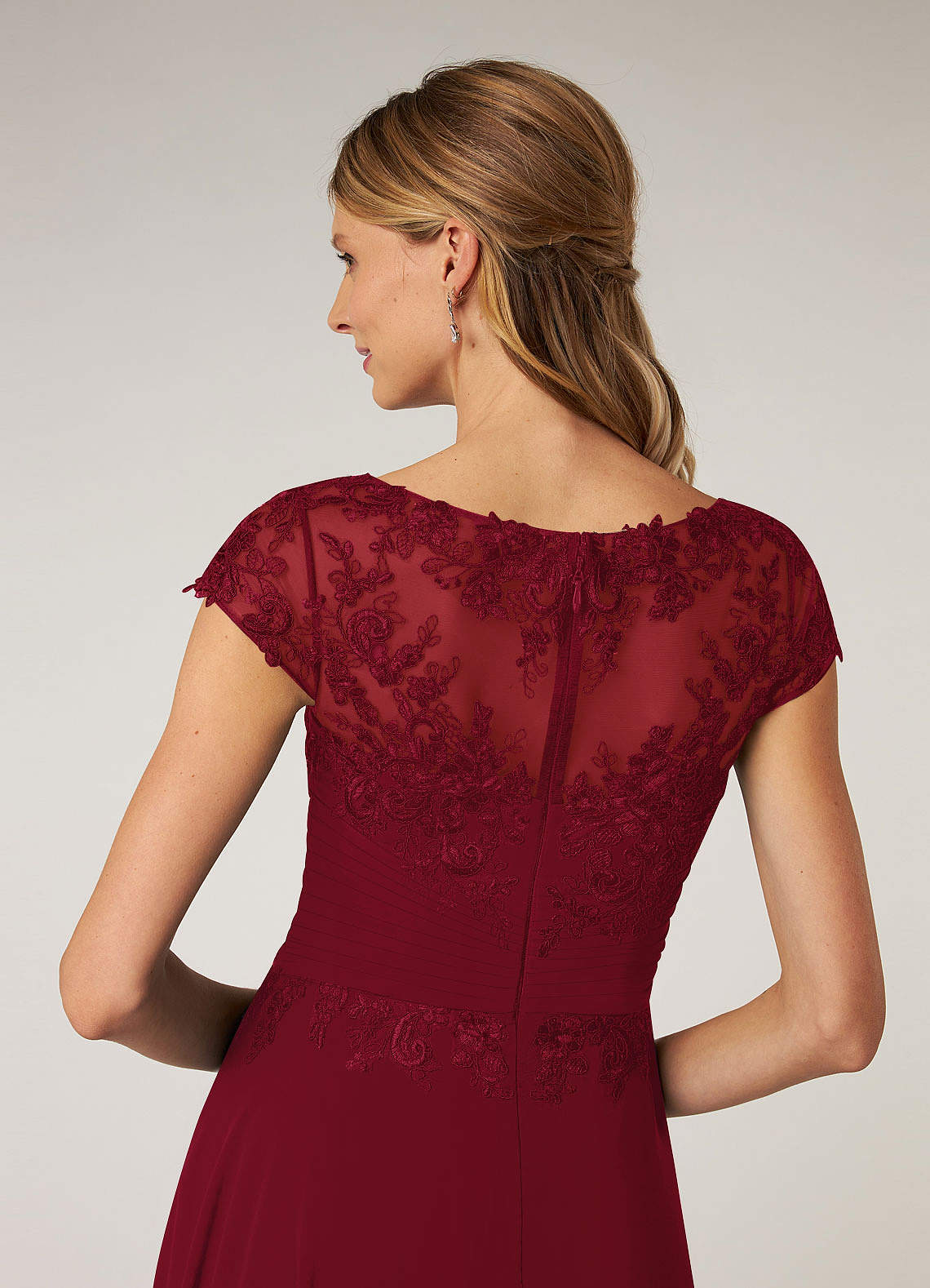 chinese dress ladies Journey Stunning A-Line Short Sleeves Lace High Low Mother of The Bride Dresses, Cabernet main image 0