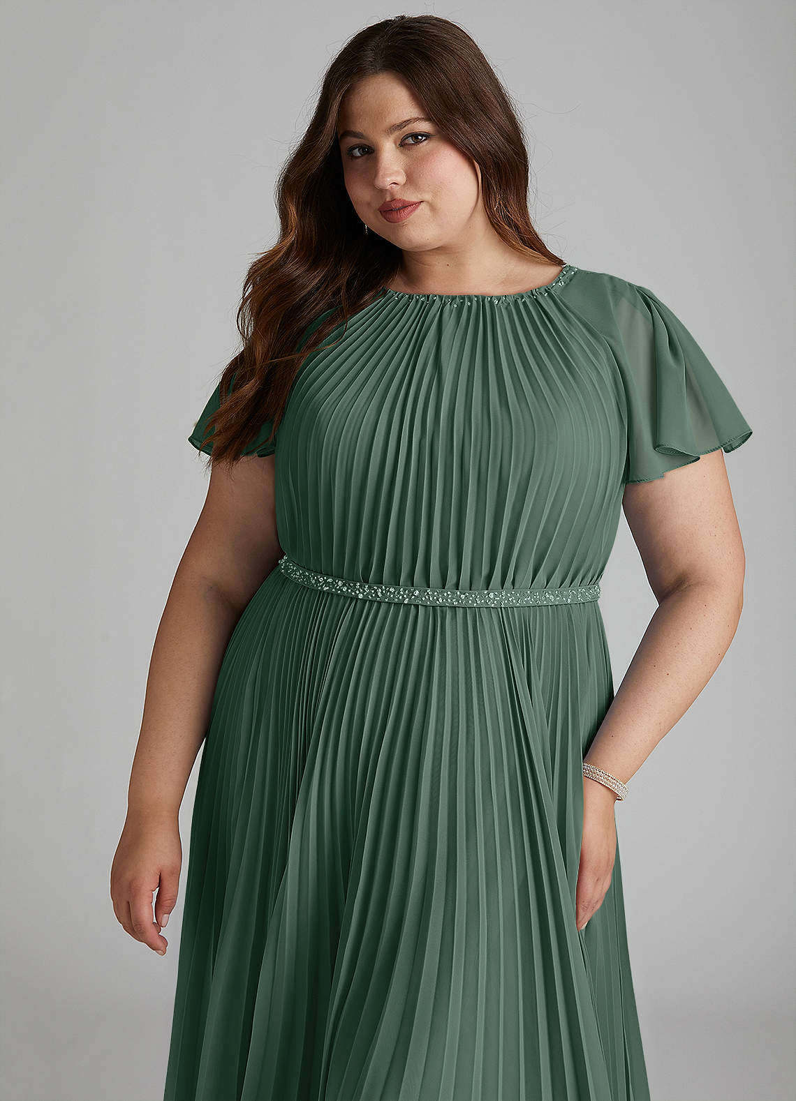 Azazie Kara At-home Try On Dresses A-Line Pleated Chiffon Floor-Length Dress image14