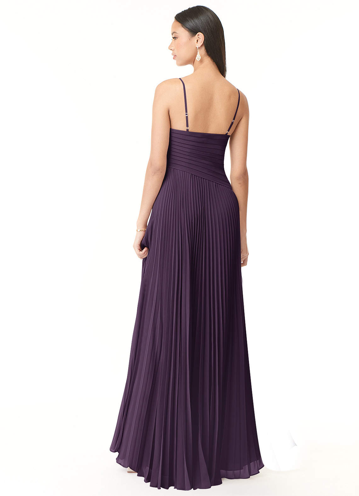 Azazie Vini Bridesmaid Dresses Plum A-Line V-Neck Pleated Chiffon Dress image1