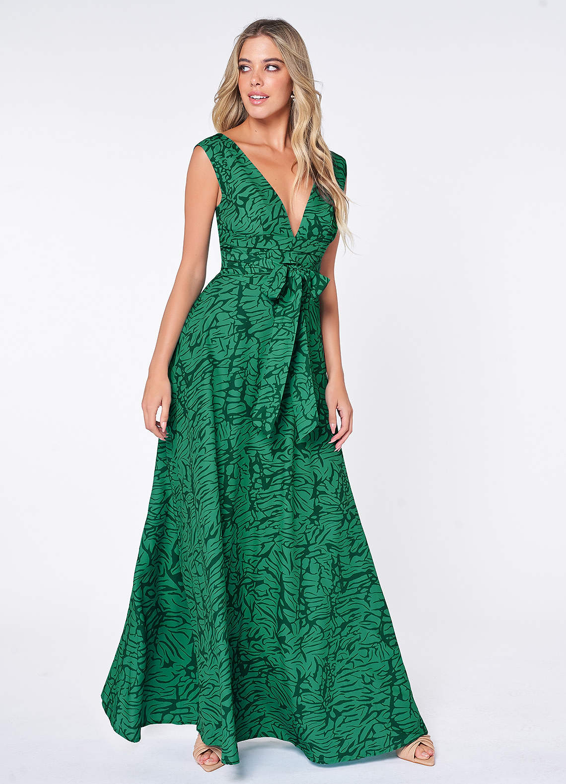 Green Adorable Essence Green Print Maxi Dress Dresses | Azazie