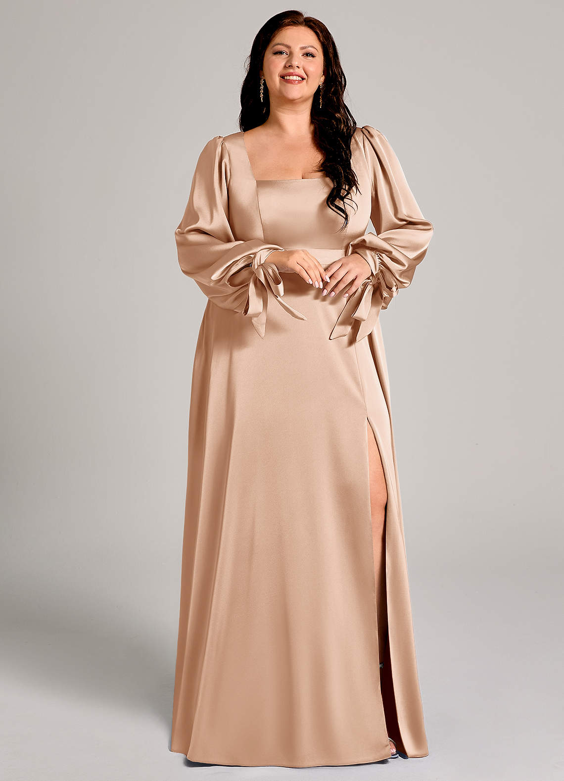 Azazie Leonia English Rose Stretch Satin Bridesmaid Dresses | Azazie