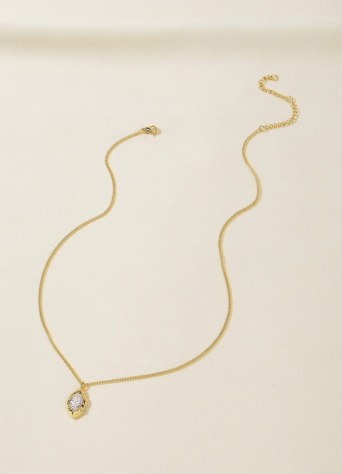 front Molten Bezel Crystal Pendant Necklace
