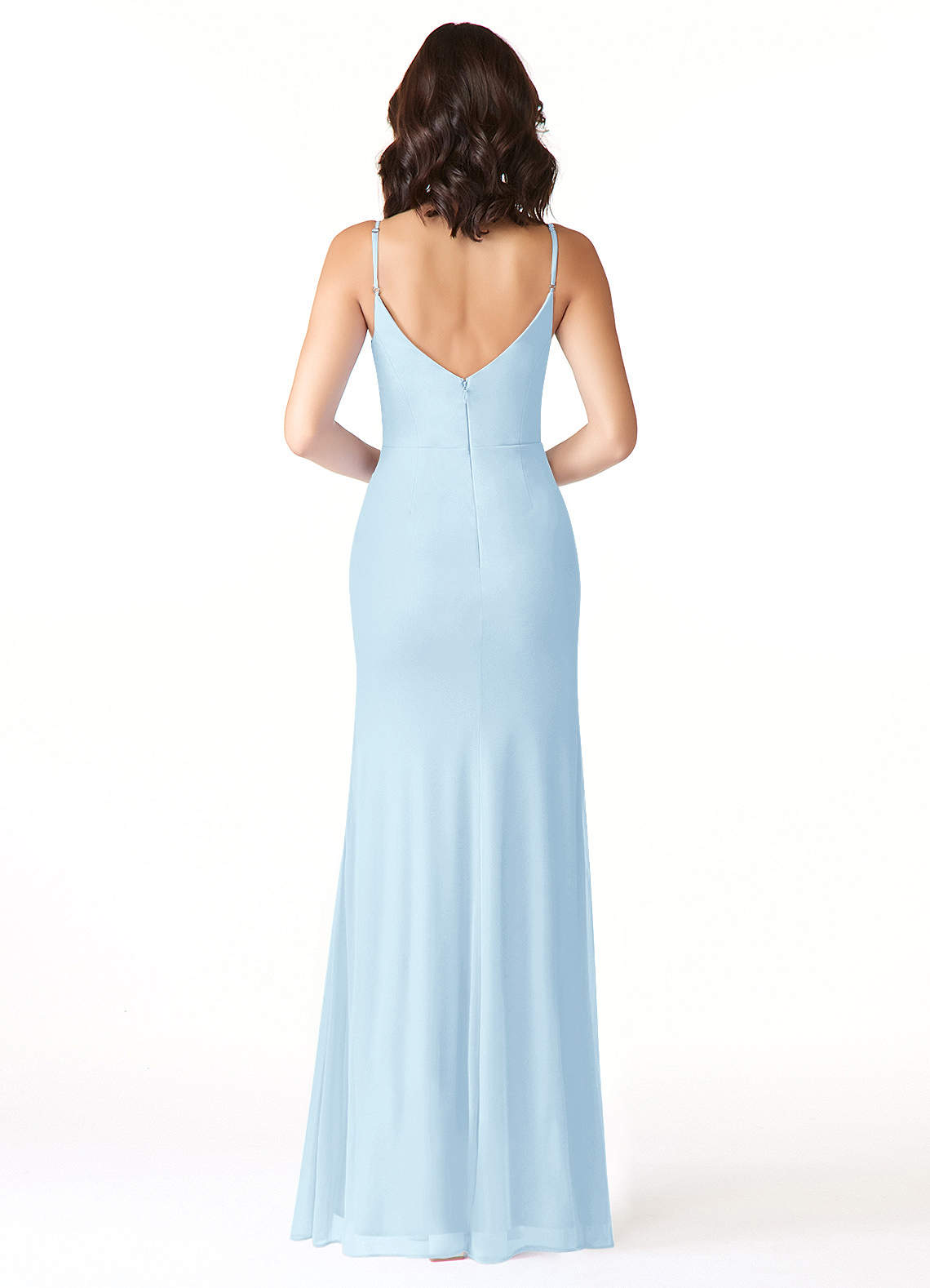 Azazie Deandra Robes de demoiselle d'honneur Robe Sirène en Maille Plissée Bleu Ciel image1