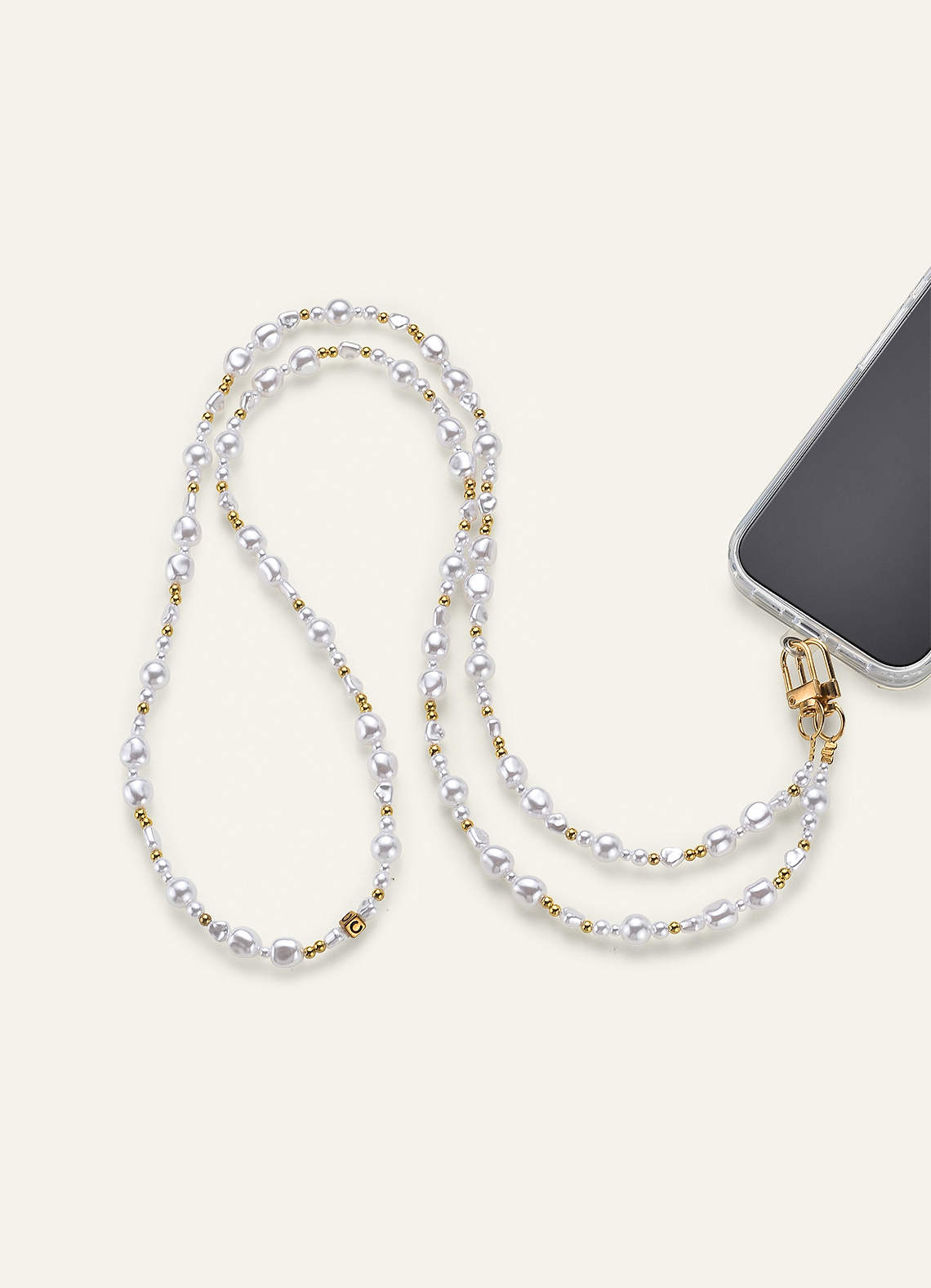 front Pearl Bag Strap Charm Elegant Layered Design Phone Chain