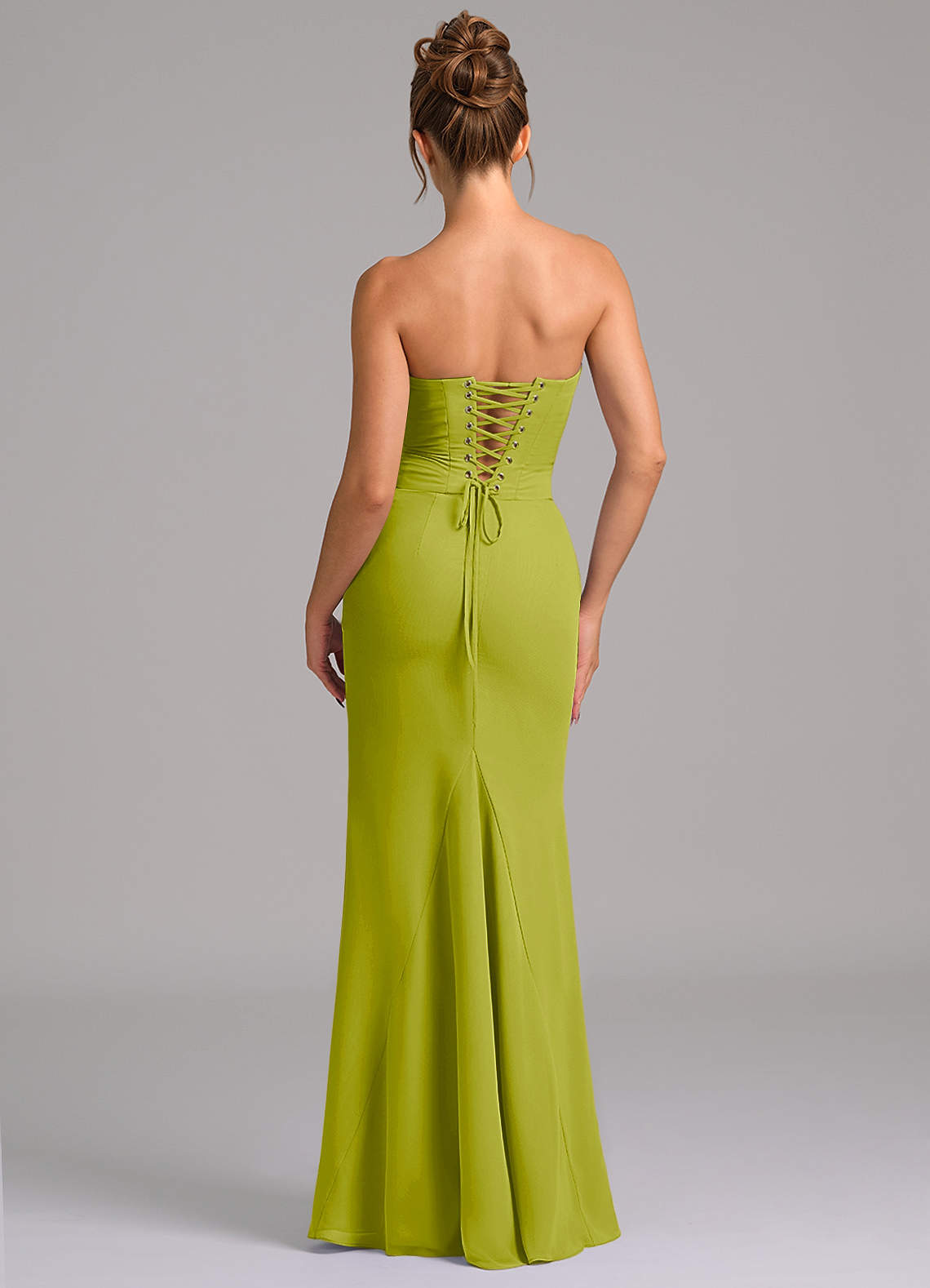 Azazie Sorrel Robes de demoiselle d'honneur Robe Sirène en Mousseline de soie Corset Citronnelle image1