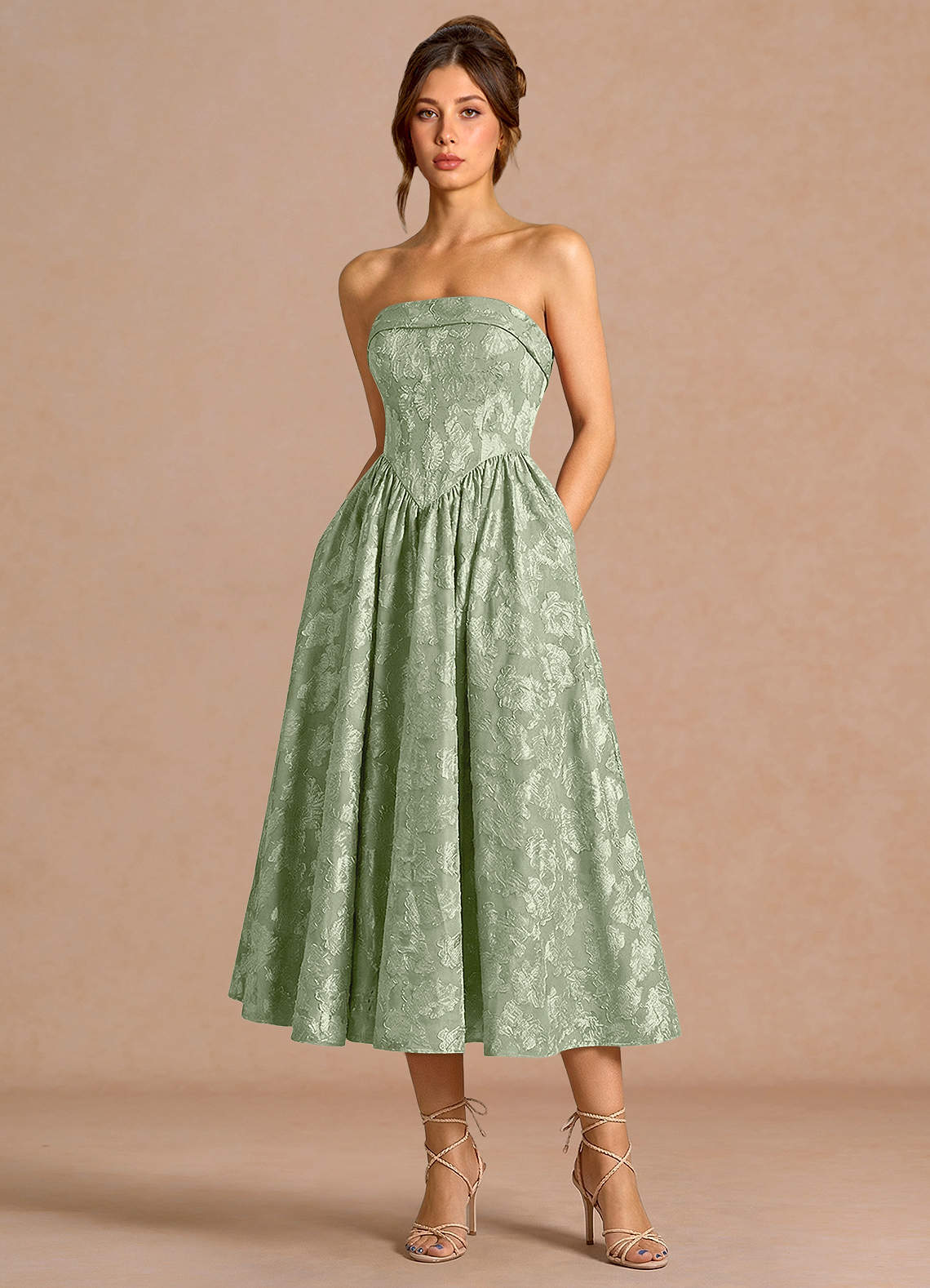 Sadie Light Green Midi Dress | Azazie DE