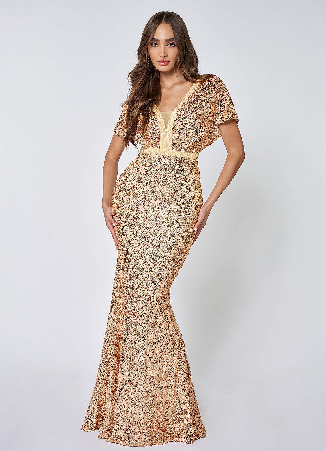 Champagne Love Lasts Forever Champagne Sequin Long Sleeve Maxi Dress
